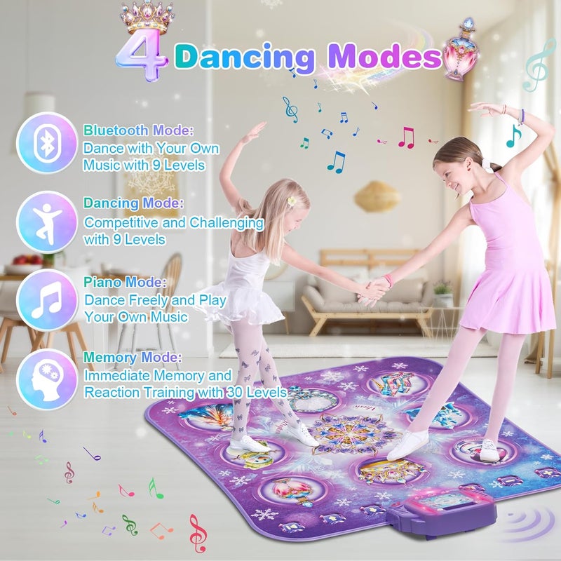 Surelect Store Dance Mat for 3-12 Year Old Girls, Frozen Dance Pad with Wireless Bluetooth, Purple Electronic Music Princess Toys Birthday for Kids and Toddlers Ages 3 4 5 6 7 8 9 10 + - Image 4